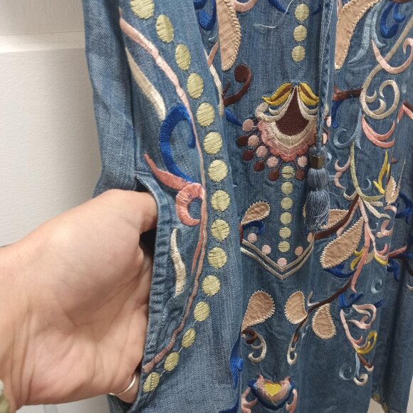 Chelsea & Theodore Denim Embroidered Dress - Picture 3 of 8
